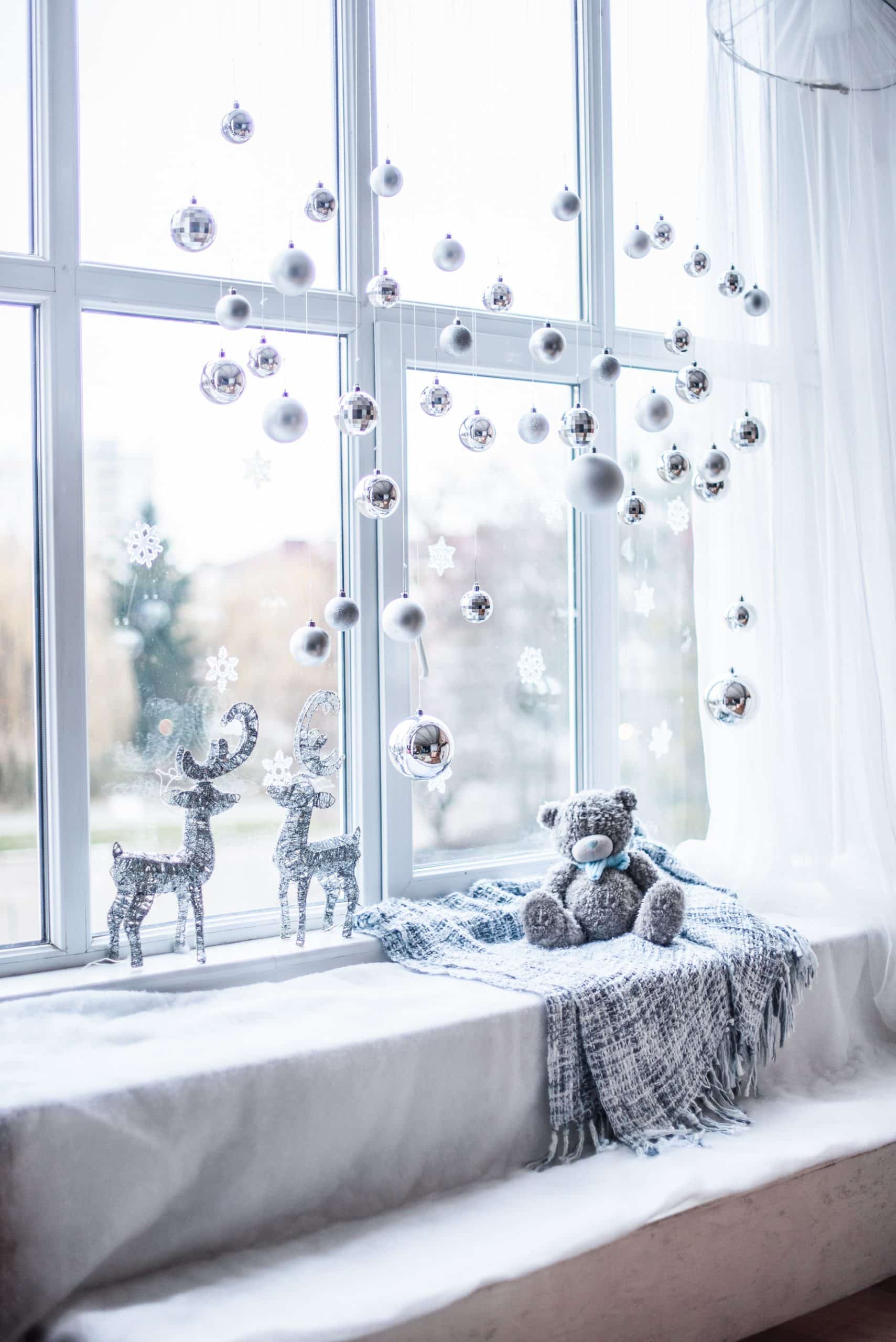 Christmas ornaments window